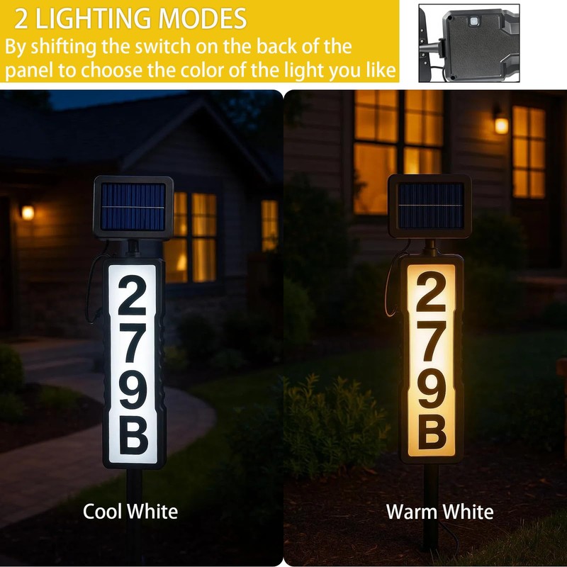 Hvatry Solar Address Sign, Waterproof House Numbers for Outside Light