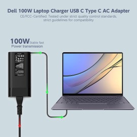 100W USB C Laptop Charger, Dell Latitude 5420 5520 7420 5400 7300 7275 7280 7200 2-in-1 7285 2-in-1 3120 3300 3301 9410 9420 XPS 9250 9Q23 9300 9305 9550 9560 Power Supply Adapter