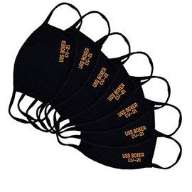 USS Boxer CV-21 Adult Black Face Mask 100% Cotton/Washable Reusable/Essex Class Aircraft Carriers