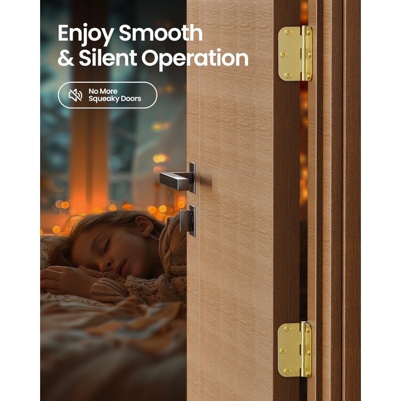 AmzGod Gold Door Hinges - 24 Pack 3.5 Inch Rounded