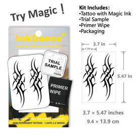 Semi-Permanent Tattoo, Tribal Armband, Long Lasting Temporary Tattoos, Waterproof Plant-Based Ink, Lasts 1-2 Weeks, Color Develops in 24 Hours D285, Set of 2