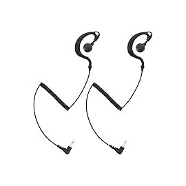 IFREQTECH 2 Pack-3.5mm Listen Only Surveillance Earpiece, G Shape Soft Ear Hook Earpiece Headset for Two-Way Radio Speaker Mic for Police Security and Law Enforcement Use (Single-Wire Design)