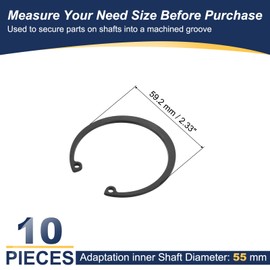 PATIKIL 10 Pcs Internal Retaining Rings, 55mm C-Clip Snap Ring 65 Manganese Steel Internal Retaining Circlip Snap for Automotive Grooved Shafts Stud