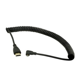 CERRXIAN HDMI Male to Micro HDMI Cable Right Angle HDMI Male to HDMI Male Gold Plated Converter Adapter Coiled Cable Support 2K 4K (30Hz) Audio Return (Micro HDMI Right Angle)