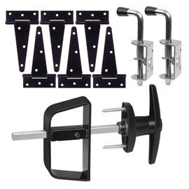 Double Door Shed Hardware Kit - Complete with Hinges, Latches, and 7-1/2" T-Handle Lock - Includes Window and Door/Window Hinge Set, for Gates, playrooms