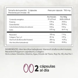 Resveratrol + Aloe Vera Y Vitamina E | 90 Softgels | Maklen Sabor Sin sabor