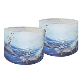 NAVISSORY Decorative Lamp Shade, Polyester Fibre Printed Abstract Sea Waves Drum Shade, 13" Top x 13" Bottom x 10" Height, Includes 2pcs Steel Ring