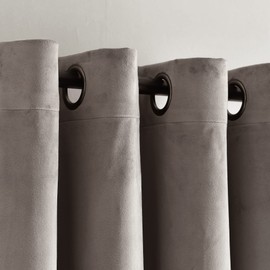 Lush Decor Prima Velvet Solid 100% Lined Blackout Grommet Window Curtain Panel (Single Panel), 84" L x 52" W, Gray