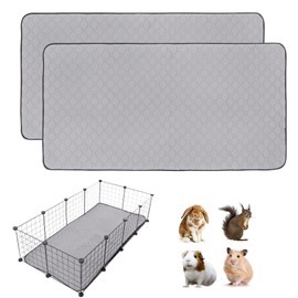 Guinea Pig Cage Liners, LWYMX 24''X48'' Washable Guinea Pig Pee Pads, Non Slip Reusable Super Absorbent Guinea Pig Training Mat Bedding Fleece for Small Animals Hamster Rabbit Chinchilla Rat, 2Pack