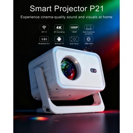 [1800 ANSI Lumens/ Auto Focus] 2025 Upgrade 5G WiFi Bluetooth Projector, 4K Supported Native 1080P Full HD Smart Proyector with 360° HiFi Sound for Home Theater Outdoor Movie Night