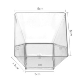 BALLSHOP 50Pcs Mini Square Dessert Cups Plastic 2oz Cube Mini Dessert Cups Clear Sample Shot Party Decor Small Reusable Serving Bowl for Tasting Party Desserts Appetizers