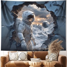 NYZE 3D Astronaut Space Tapestry for Bedroom, Wall Tapestries Room Decor, Cool Galaxy Planet Wall Hanging, Wall Hanging for Men Guys Gamer Room Dorm Living Room 59x51 in