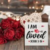 Christian Desk Decor, Rustic I Am Loved Scriptures Wooden Sign