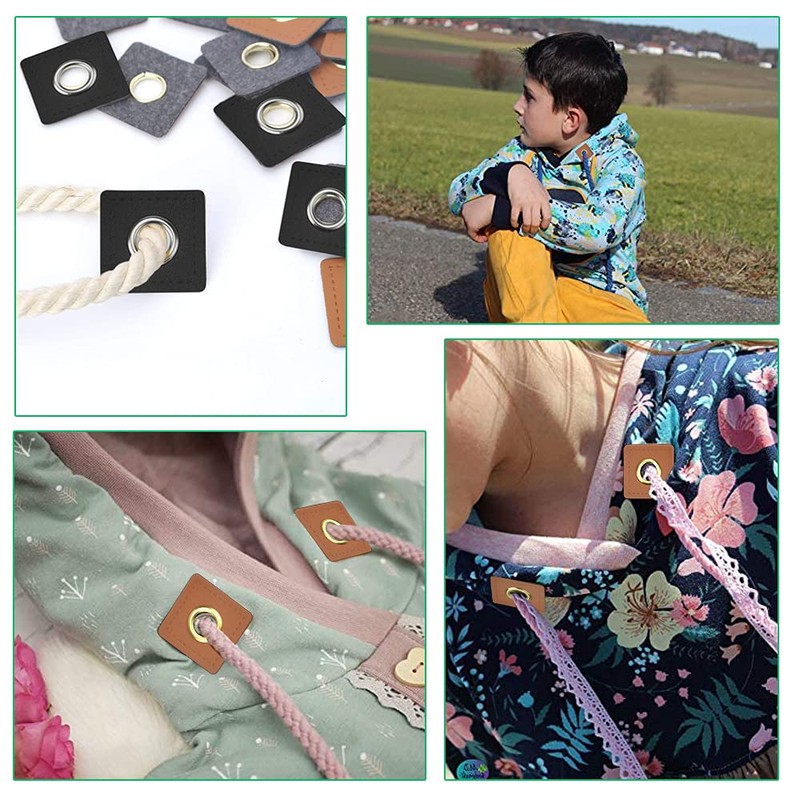 STCRERAG Imitation Leather Eyelet 36 Pcs Square/Round Eyelet Patches Imitation