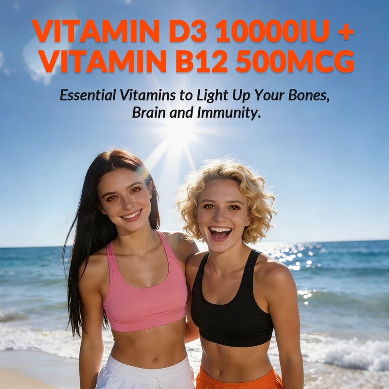 WEEVIT Vitamin D3 B12 Gummies, Vitamin D 10000IU & 500mcg