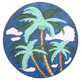 Palm Trees with Clouds Stepping Stone, Decorative Garden Accent, Coastal Decoration, 9.5 Inches