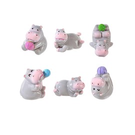 SAFITOYA Hippo Shoe Charms, Kawaii DIY Shoes Charms Decorate - 6PCS 3D Hippo Animal Clog pins for Birthday Parties, One Size, Plastic, No Gemstone