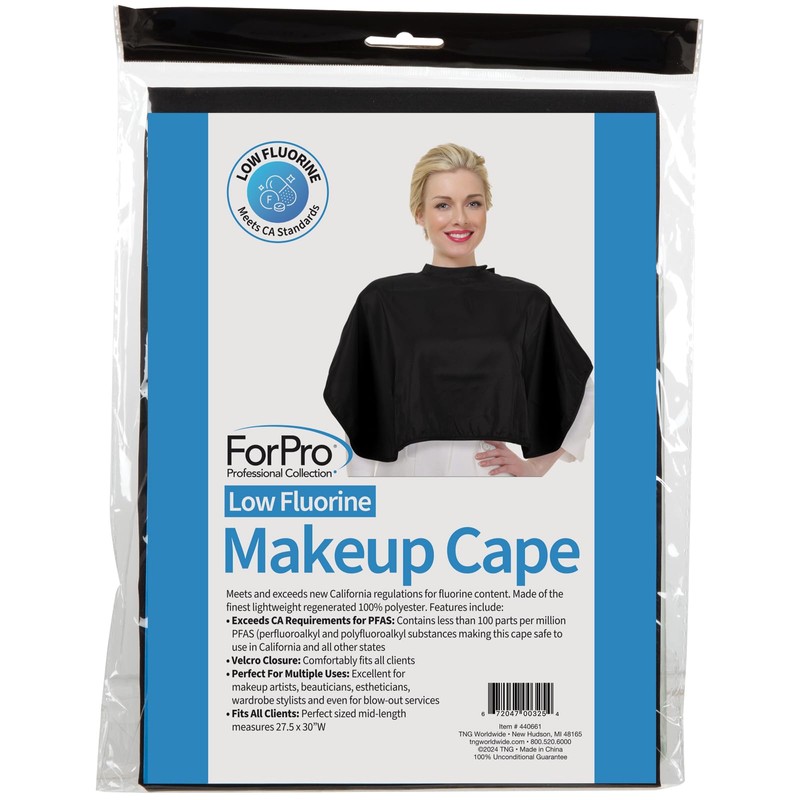 ForPro Low Fluorine Makeup Cape, Professional Mid-Length Beauty Cape with