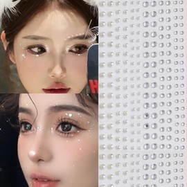 Face Gems Hair Gems Rhinestones Tattoo Stickers for Face Eyes Makeup Body Crafts Party Festival Makeup Gems Rave Accessories (White)