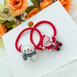 Miaija 10Pieces Christmas Hair Ties Kid Christmas Theme Pattern Hair Bands Elastic Hair Bands Ponytail Holder for Party Favors Girls Hair Accessories