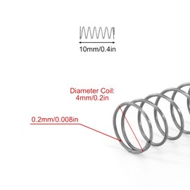 GUNGY Compression Spring Stainless Steel Spring Compression Springs 10 mm Wire Diameter 0.2 mm Outer Diameter 4 mm Length 10 mm Maximum Spring Force 0.04 kg Pack of 20