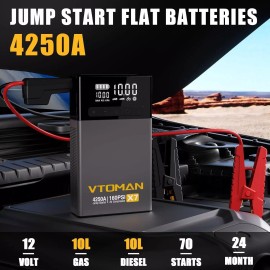 VTOMAN X1 X5 X7 Car Jump Starter Air Compressor Power Battery Charger Booster  - 4250A-VX7-GREY