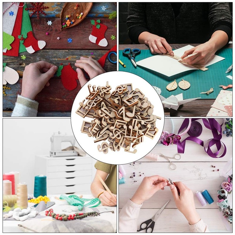 100Pcs Wooden Music Note Mixed Decorative Note Embellishment for Concert