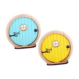 Kisangel 2pcs Miniature Fairy Door Wooden Adornments for Garden Decor Lifelike Craft Fairy Tale Scene