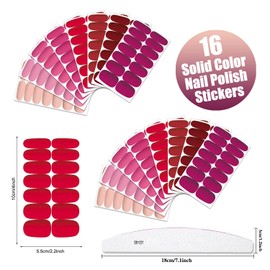 XEAOHESY 224 Pieces 16 Sheets Matte Color Nail Wrap Nail Polish Strips with Nail File Self-Adhesive Nail Stickers Full Nail Wraps Nail Strips Real Nail Polish Stickers for Women Nail Art(8 Colors)