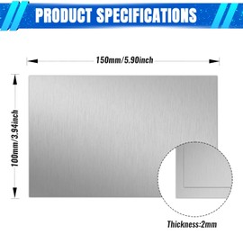 Uxney 2mm Stainless Steel Sheet 4x6 Inch, 430 Magnetic Stainless Steel Plate, 14 Gauge Metal Sheet for Wall, DIY, Crafts, Jewelry, Electrical Repair (1 Pack)