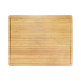 BambooMN Bamboo Burner Cover Cutting Board, 3-Ply, Extra Large, 30" x 24" x 0.75" - Grooved/Flat with Cleaver, Knife, and Kitchen Shears Set