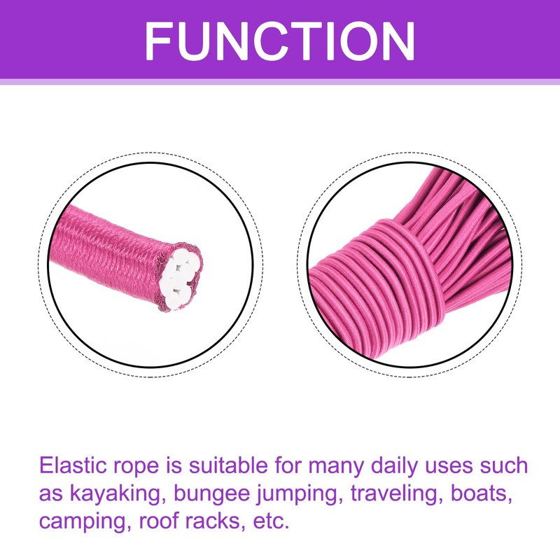 DMiotech 1/8 Inch Shock Cord, 56 Feet Hot Pink Bungee