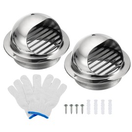 PATIKIL 6" Round Soffit Air Vents, 2 Set Stainless Steel Louver Grille Vent Cover Screen Mesh Grill Hood for Kitchen Bathroom Wall Ceiling Floor Ventilation