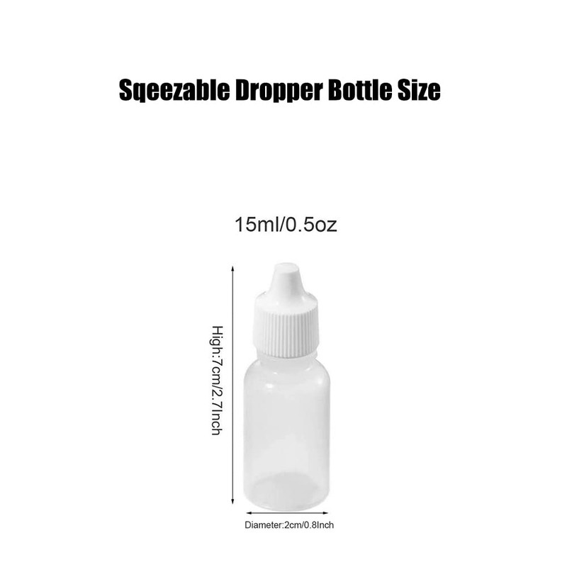 Bamboopack 50PCS 15ml/1oz Empty Clear Plastic Squeezable Dropper Bottles Refillable