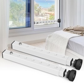 WooFog（Short）Window Security Bar Adjustable, Window Bars Security Inside, Window Lock Bar for Horizontal Sliding Windows, Window Locks for Up and Down Windows, Extends Form 11" to 18" (White-2 Pcs)