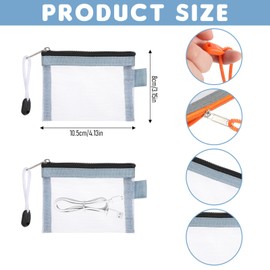 Larrel Small Zipper Pouch, Portable Lightweight Mesh Zipper Pouch Bags 4 Pack Nylon Small Pouches With Zippers for Coin Key Card Lipstick Earphone Credit Car (Black Gray Khaki Blue)