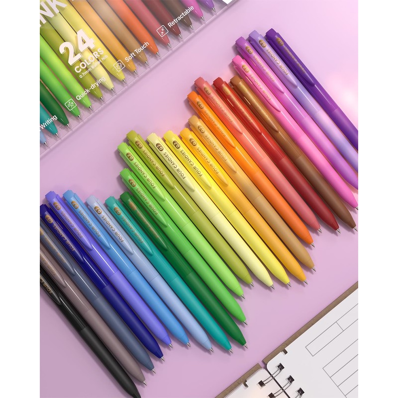 Four Candies Pastel Color Gel Ball Pens, 0.7mm Gel Ink