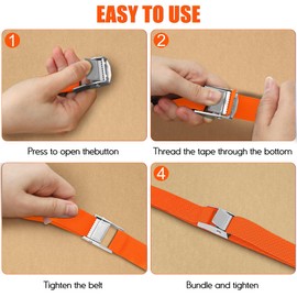 Lashing Straps Short 2 m, Pack of 4 Lashing Straps with Ratchet, Small Tie Down Strap with Clamping Lock, Adjustable Mounting Strap for Furniture, Sack Trucks, Camping, Motorcycle, Luggage, Maximum