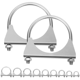 Swpeet 2Pcs 3 Inches - 76mm Exhaust U Clamp Kit, 304 Stainless Steel Muffler U-Bolt Clamps, Universal Heavy Duty U-Bolt Muffler Clamp Ideal for Tip Pipes Connection