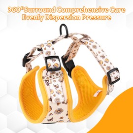 Dog Cat Harness and Leash Set, Puppia Soft Mesh Padded and Adjustable Puppy Vest Cute Dog Clothes Escape Proof Easy Walk Dog Accessories (Honeybee, S (Neck 10.6"-13"; Chest 14"-19.6"))
