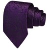 GUSLESON Mens Dark Purple Tie for Wedding Solid Silk Paisley