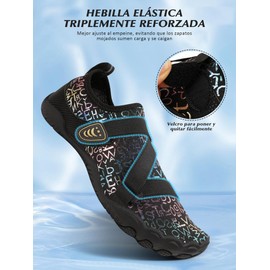 Zapatos de Agua para Hombre y Mujer, Calzados Antideslizante para Natación, Playa, Zapatos Acuáticos Descalzos Transpirable y Secado Rápido para Kayak, Buceo, Surf, Yoga, Swim, Water Sport(Negro)
