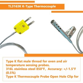 2 pack TL3163K Type k Thermocouple Air Probe -50°F 850°F Temperature Detection