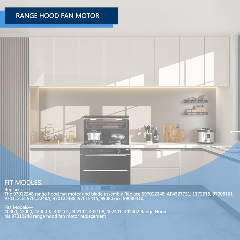 97012248 Range Hood Fan Motor Replacement Part - Compatible with