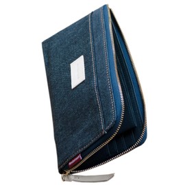 Need Network Okayama Denim Long Wallet, L-Shaped Zipper, Wallet with Coin Purse, Men's, Ultra Thin, 12 Cards, Skimming Prevention, BLUE