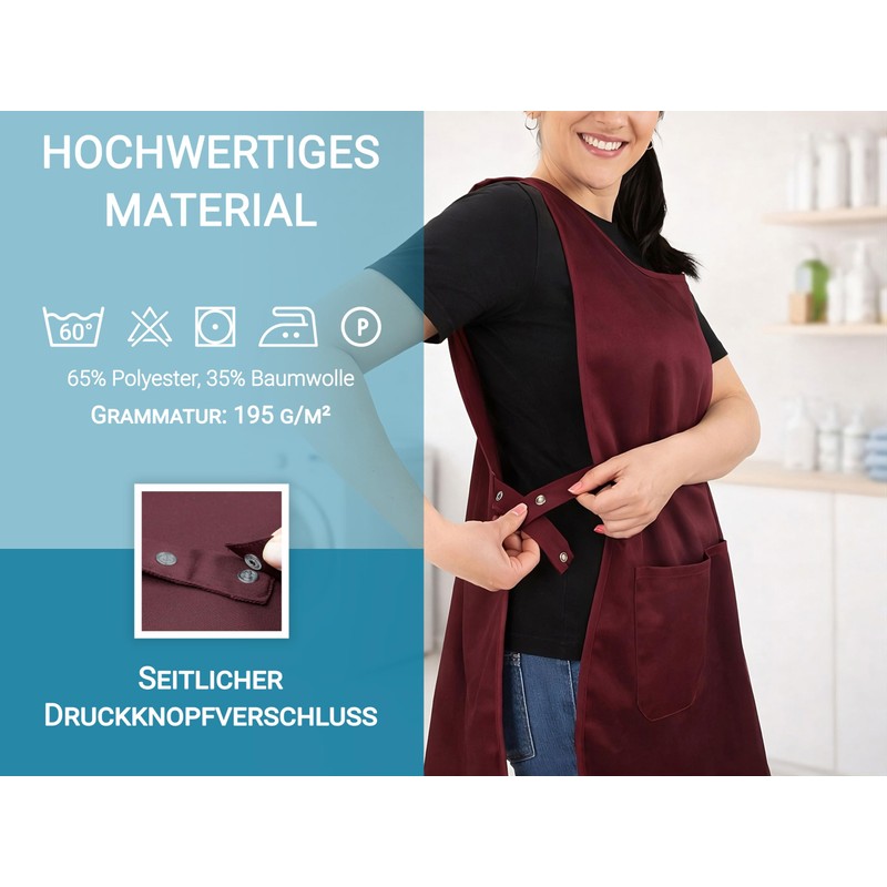 ZOLLNER Throw Apron – Durable Clothes Protector in Red –