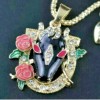 Betsey Johnson LUCKY Cowgirl HORSE Flower Horseshoe Rose Rhinestone Betsey