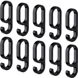 Gedotec H10623 Hanging Hooks Plastic Black for Wardrobe Rail Oval H10623 | Pack of 10 - Clothes Hooks for Oval Rods | 60 x 23 mm (H x W) | Hanger - Hook for Sliding onto the Oval Cupboard Tube