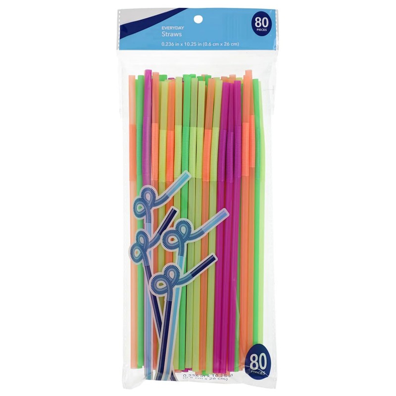 Flexible Neon Straws 80 pieces