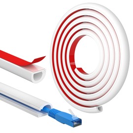 FIXCHORD Kabelkanal Selbstklebend, Kabelkanal Klein, Kabelbodenabdeckung, Halbrunde Kabelführungen, Flammhemmend, Lackierbar, Kabelkanäle für Haushalt, Büro - 15x10 mm x 2m Länge - Weiß